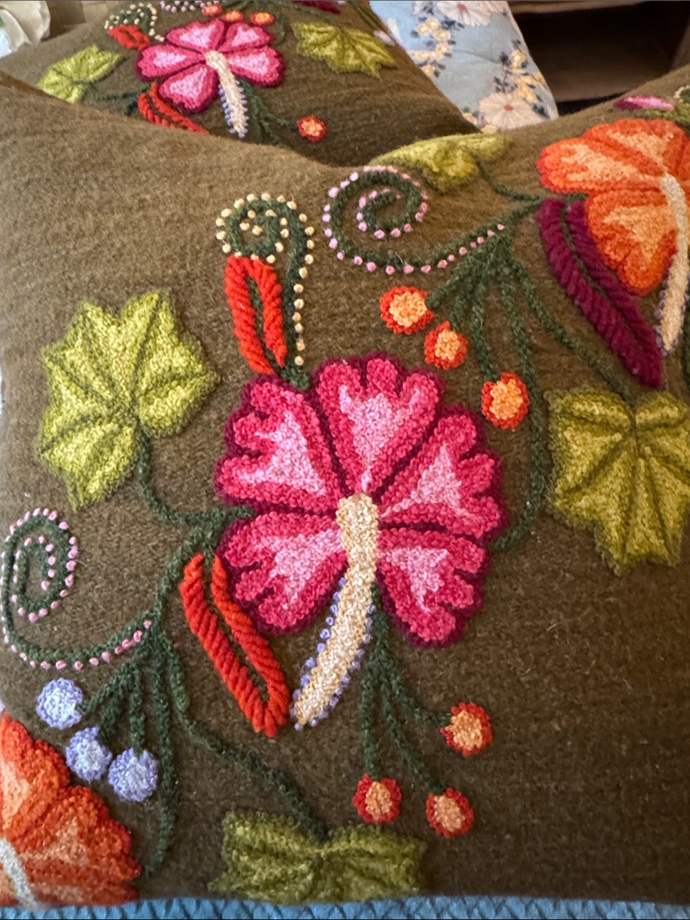 Set of Two Peruvian Hand Woven, Hand Embroidered Pillows